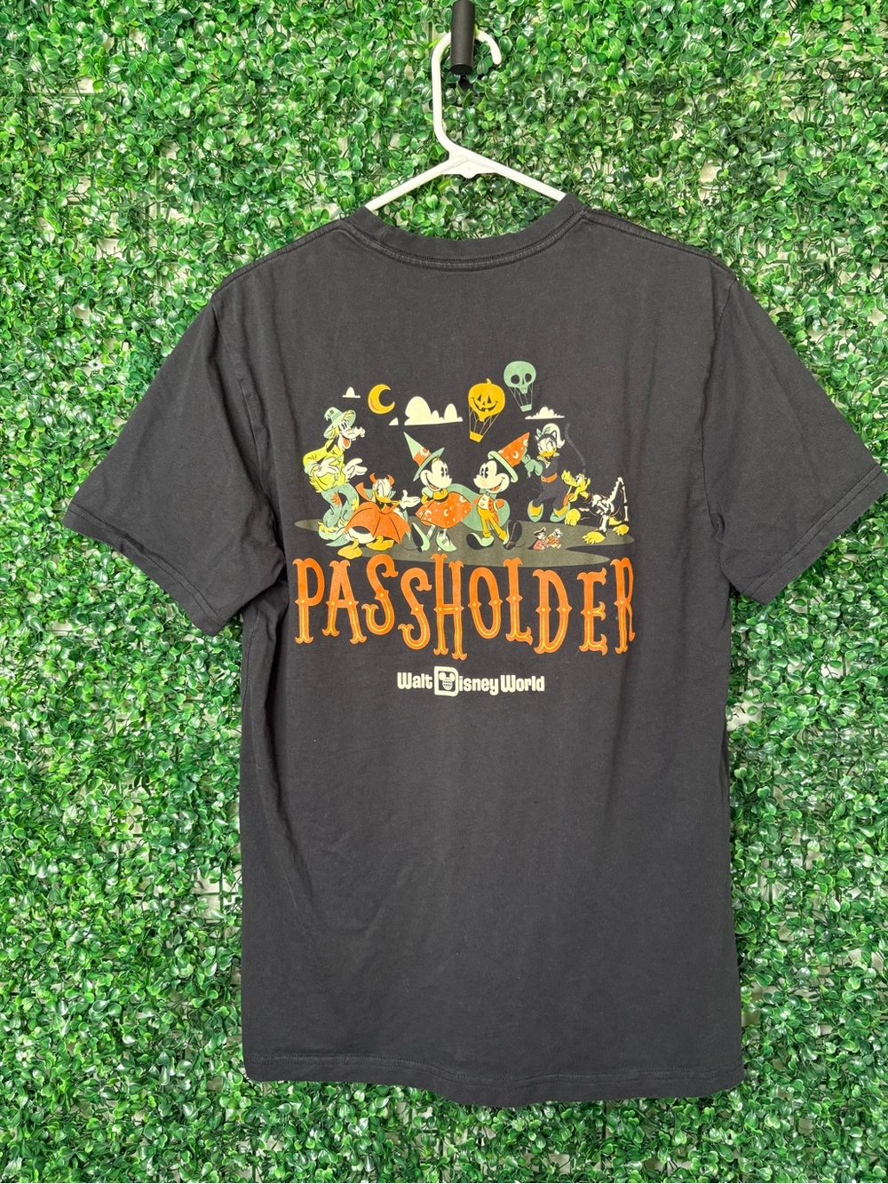 Disney Black Halloween 'Passholder' Graphic Tee with Orange & Yellow Accents